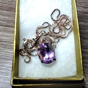 8 - Oval Cut Amethyst Pendant on Sterling Silver chain